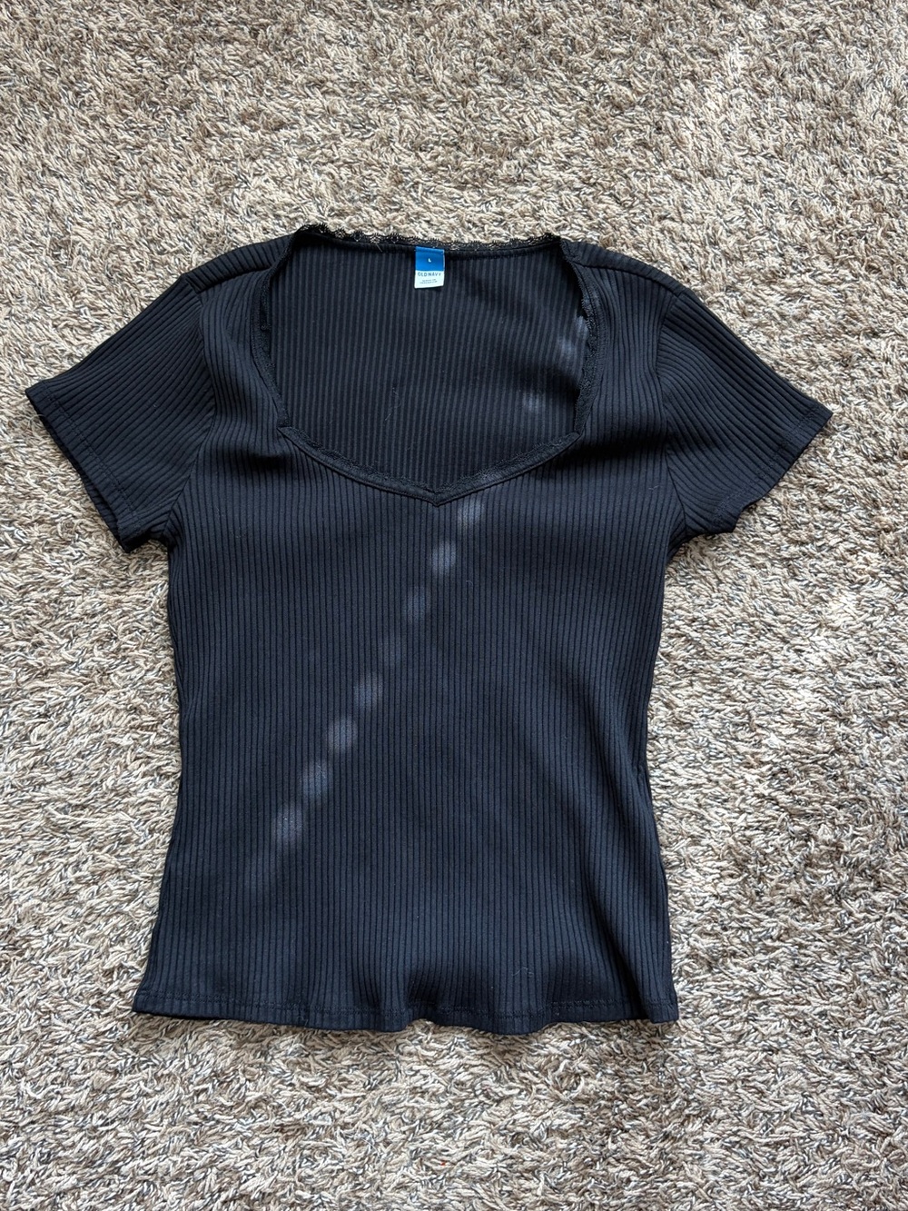5 for $25 Old Navy Black Ribbed V-Neck Short Sleeve Tee